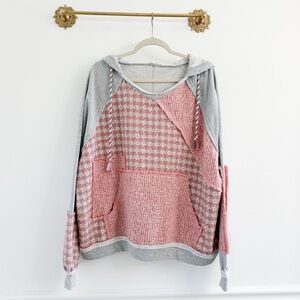 Oli & Hali Pink and Gray Textured Hoodie